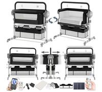 MoLi Électrique Bluetooth Intelligent Lit Cododo Bebe, Convertible Cododo Berceau Bébé Co-Sommeil, Pliable Lit Bebe avec Matelas, Musique et 5 Vitesses Balancement, Télécommande (608 Black)