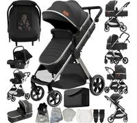 MoLi Poussette 3 en 1, Poussette Bebe avec Mode Double Poussée Réversible, Pousette 3 in 1 avec Nacelle Grande, Pousette Trio Cadre en Alliage d'aluminium Pliable Haut Paysage (V10 Deep Grey)