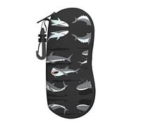 MOLIAE Étui à lunettes unisexe avec imprimé requin, étui de protection pour lunettes, lunettes de soleil, étui à lunettes, noir, taille unique