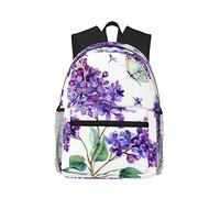 MOLIAE Sac à dos étanche pour l'école et le lycée avec imprimé paysage tonnerre pour garçons et filles, Papillon de lavande., One Size