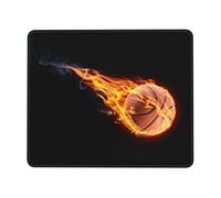 MOLIAE Sous-main de bureau en cuir imprimé basket-ball sur feu - Base en caoutchouc antidérapant - Pour ordinateur portable
