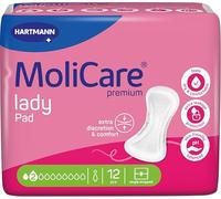 MoliCare Lady Pad 2 Drops Discreet Lot de 12 serviettes d'incontinence pour femme avec faiblesse vésicale légère, neutralisant les odeurs, protection supplémentaire contre les fuites, protection