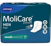MoliCare Premium Men Pad Lot de 14 serviettes anti-fuites pour homme Protection contre les fuites modérées avec protections anti-fuites, sensation de séchage instantané, protection avancée de la peau