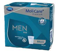 MOLICARE® PREMIUM - Men Pad - Petites Protections Anatomiques Absorbantes pour Hommes - Discrètes - Niveau d'Absorption = 2 gouttes (Fuites Urinaires Légères) - pH Neutre à la Peau - 14 Unités