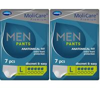 MOLICARE® PREMIUM - Men Pants - Slips Absorbants pour Hommes - Niveau d'Absorption : 5 gouttes (Fuites Urinaires Légères) - pH Neutre à la Peau - Matière Douce et Souple - Taille L - 7 Unités