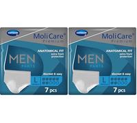MOLICARE® PREMIUM - Men Pants - Slips Absorbants pour Hommes - Niveau d'Absorption : 7 gouttes (Fuites Urinaires Modérées) - pH Neutre à la Peau - Matière Douce et Souple - Taille L - 7 Unités