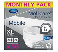 MoliCare Premium Mobile Lot de 4 paquets de 14 paires de culottes d'incontinence jetables pour homme et femme avec incontinence, 10 gouttes, taille XL, 4 paquets de 14 paires (56 pièces)