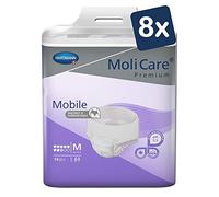 MoliCare Premium Mobile Lot de 8 pantalons jetables pour homme et femme, usage discret, 8 gouttes, taille M (tour de hanches 80-120 cm), 8 x 14 pièces