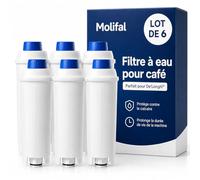 Molifal Filtre à eau de rechange pour machines à café Delonghi DLSC002- (6) | compatible avec Delonghi Dinamica, Magnifica S, Eletta Explorer, ETAM Autentica EPAM et ECAM Series