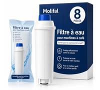 Molifal Filtre à eau de rechange pour machines à café Delonghi DLSC002- (8) | compatible avec Delonghi Dinamica, Magnifica S, Eletta Explorer, ETAM Autentica EPAM et ECAM Series