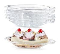 MOLIGOU Lot de 6 plats ovales transparents en forme de banane, 209,8 g, pour crème glacée, sundae, pour banane, bonbons, collations