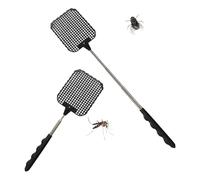 MOLIMOLI 2 pièces tapette à Mouches télescopique, Extensible et Stable avec poignée en Acier Inoxydable, électrique pour guêpes Mouches dans la Cuisine, Le Jardin (Noir)