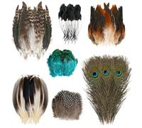 MOLIMOLI 70 Plumes colorées pour Le Bricolage, Plumes de Paon Naturelles et Plumes d'autruche pour la Fabrication de capteurs de rêves DIY, Costumes, Masques, décorations (7 Styles)