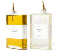 Molimoli Bouteille Distributrice d'Huile d'Olive pour Cuisine, Verseur Automatique, Bouteille en Verre pour Cuisine, Cruche à Huile d'Olive, | Ensemble de 2