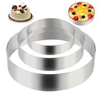 MOLIMOLI Cercle à Pâtisserie, 3 Pcs Moule à Gâteau Rond (10/15/20 cm) en Acier Inoxydable - Cercles et Cadres à Pâtisserie pour Entremet, Tarte, Tartelette, Fraisier
