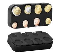 MOLIMOLI Coffret de pièces 2 : Trieur et Rangement Petite Monnaie en Plastique, Distributeur Euro pour Voiture - Porte-pièces avec 8 Compartiments. Pièces 2€ à 1 Centime, économisant la Place