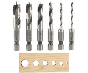 MOLIMOLI Ensemble de mèches Einhell en 6 pièces : avec Tige hexagonale 1/4 Pouce (6,35 mm) et Porte-mèche, forets Courts Bois 2,3 à 9,5 mm pour Dur/Bois Tendre, Embout centrage Drill Bit Pro