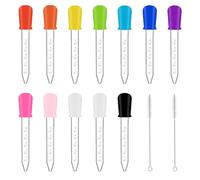 MOLIMOLI Lot de 12 pipettes en plastique de 5 ml pour enfants avec brosses pour moules à bonbons et distributeur de nourriture pour bébés. Sûr et réutilisable.