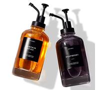 Molimoli Lot de 2 distributeurs de sirop de café pour Bar à café, Distributeur à Pompe en Verre avec Pompe, Bouteilles de sirop d'érable/café avec étiquettes, 500 ML, Noir