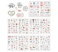 MOLIMOLI Stickers Livre d’or de mariage 5 feuilles 266 pièces, Album photo Scrapbook Bullet Journal Amour Mariage Décoration Enterrement vie jeune fille, Paillettes