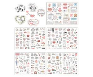 MOLIMOLI Stickers Livre d’or de mariage 5 feuilles 266 pièces, Album photo Scrapbook Bullet Journal Amour Mariage Décoration Enterrement vie jeune fille, Paillettes