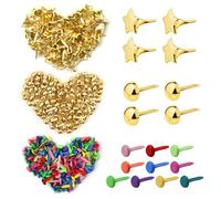 Molirex 300 Pièces Attache Parisienne, Ronde Attaches Parisiennes Métal Mini Brads Étoile pour Scrapbooking Craft Papier DIY Décoration (Multicolore)