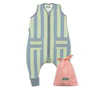 molis&co - Gigoteuse été - Gigoteuse Bébé Tog 0,5-100% Coton (Oeko-TEX) - Coton Turbulette Longueur Ajustable (70-80 cm) pour Garçon en Fille - Green & Blue Stripes