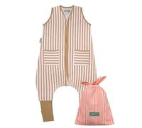 molis&co - Gigoteuse pour bébé avec Pieds et Chaussette - Gigoteuse été - Gigoteuse Bébé Tog 0,5-100% Coton (certifiée Oeko-TEX) - Sand Stripes (2 ans)