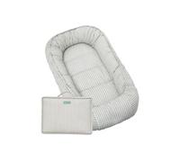 molis&co - Nid bébé 90 x 50 cm. Réducteur de Berceau ou nid de co-Sleeping pour bébés. Coton. Lit portatif ou de Voyage pour Nouveau-né Oeko-TEX 100. (Blue Stripes)