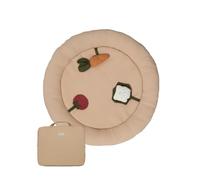 Molis&co Sensory Mat pour bébé rond 90 cm Couverture sensorielle avec textures, sons et jouets interactifs Tapis d'activités rembourré pliable avec sac OEKO-TEX 100 (Sand)