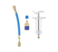 Moliuoly AC Kit d'injecteur d'huile et de colorant UV 30 ml pour le climat pour le service, outil de recherche de fuites avec raccord SAE 1/4", tuyau et pour raccord rapide pour voiture et HVAC