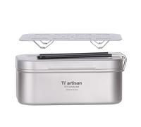 Moliuoly Boîte à déjeuner de camping 800 ml en métal léger résistant à la corrosion avec poignée pliable et insert vapeur intégré pour la cuisine en plein air