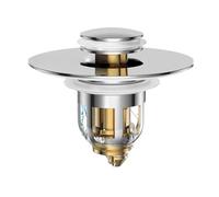 Moliuoly Bonde d'évier en laiton chromé 2 en 1 avec tamis et bouchon anti-obstruction, compatible avec bonde de 2,54 cm, pour cuisine et salle de bain, argenté/noir