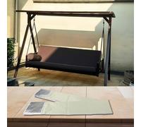 Moliuoly Housse de toit pour chaise à bascule 210D Oxford imperméable protection solaire housse de rechange pour balancelle de jardin 164 x 114 x 15 cm Beige