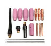 Moliuoly Lot de 17 accessoires de torche de soudage TIG avec buses en céramique #4-#8, pinces de serrage et électrodes pour WP-17/18/26, kit d'objectif à gaz Stubby pour alliage d'aluminium