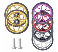 Moliuoly Lot de 2 roues pliantes Easy Wheel de 80 mm en alliage d'aluminium avec roulement à billes pour Brompton et 3Sixty, roue en caoutchouc résistante à l'usure, roues de rechange légères pour