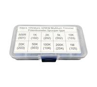 Moliuoly Lot de 50 potentiomètres multitours 3296 W avec 10 valeurs de résistance de 500 Ω à 1 MΩ, potentiomètre de coupe précis pour la correspondance des circuits, l'électronique DIY et la