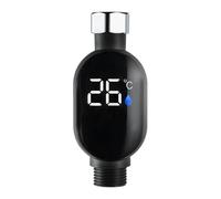 Moliuoly Thermomètre de douche numérique avec design étanche en acier inoxydable 304, affichage de la température 0-99 °C, code couleur de sécurité, pour baignoire et douche, avec connecteur de 1/2"
