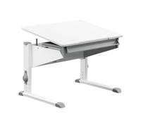 Moll Bandit (CP) Bureau pour enfant réglable en hauteur, évolutif, ergonomique et inclinable pour une position assise droite, idéal pour les écoliers, bureau blanc avec tiroir en option, fabriqué en
