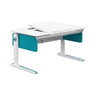 Moll Champion Center Up Bureau pour enfant réglable en hauteur, évolutif et ergonomique, avec plateau de table divisé, inclinable et coins arrondis, idéal pour les écoliers, fabriqué en Allemagne