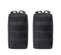 Molle Lot de 2 sacs banane pour les aventures en plein air avec matériau imperméable et fermetures éclair bidirectionnelles sécurisées (noir)