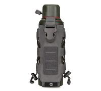 Molle Pochette tactique pour bouteille d'eau pour sac à dos, porte-bouteille d'eau réglable, accessoires Molle pour voyage, pêche, chasse, randonnée, activités de plein air (gris)