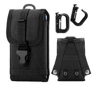 Molle Tactical Pouch armée Taille Holster Sac de téléphone Portable pour iPhone 7 Plus Android W/Bonus Clip Ceinture Grimloc Verrouillage Anneau en D Noir