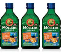 Moller’s ® | Huile de foie de morue enfant oméga 3 | Compléments alimentaires oméga-3 avec EPA, DHA, vitamines A, D et E | Prix Superior Taste | Marque vieille de 166 ans | Tutti Frutti | 250 ml x 3