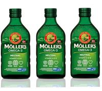 Moller’s ® | Huile de foie de morue oméga 3 | Compléments alimentaires oméga-3 avec EPA, DHA, vitamines A, D et E | Prix Superior Taste | Marque vieille de 166 ans | Neutre | 250 ml x 3