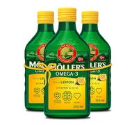 Moller’s ® | Huile de foie de morue oméga 3 | Compléments alimentaires oméga-3 avec EPA, DHA, vitamines A, D et E | Prix Superior Taste | Marque vieille de 166 ans | Citron | 250 ml x 3