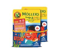 Moller’s ® | Omega 3 Pour Enfants | Huile de Poisson Omega 3 Avec DHA et EPA, Sans Gluten, Lactose ni Sucre Ajouté, et Facile à Mâcher | Saveur de Fraise | 72 Unités