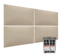 Mollis Lot de 4 panneaux muraux rectangulaires décoratifs comme tête de lit ou protection contre les impacts, en mousse, 60 x 30 cm, beige clair