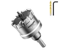 Mollom 1-11/16" (43mm) Scie à trou carbure 2 mèches pilotes incluses | Coupe-trous qualité industrielle pour acier inoxydable, acier doux, fer, cuivre, laiton, aluminium, plastique