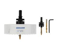 MOLLOM (130mm | 5-1/8") Scie-cloche bimétal HSS M42 avec 8% de cobalt avec 2 forets pilotes et mandrin, coupe lisse pour PVC, plaque de plâtre, bois, plastique, plaque de plâtre, caoutchouc